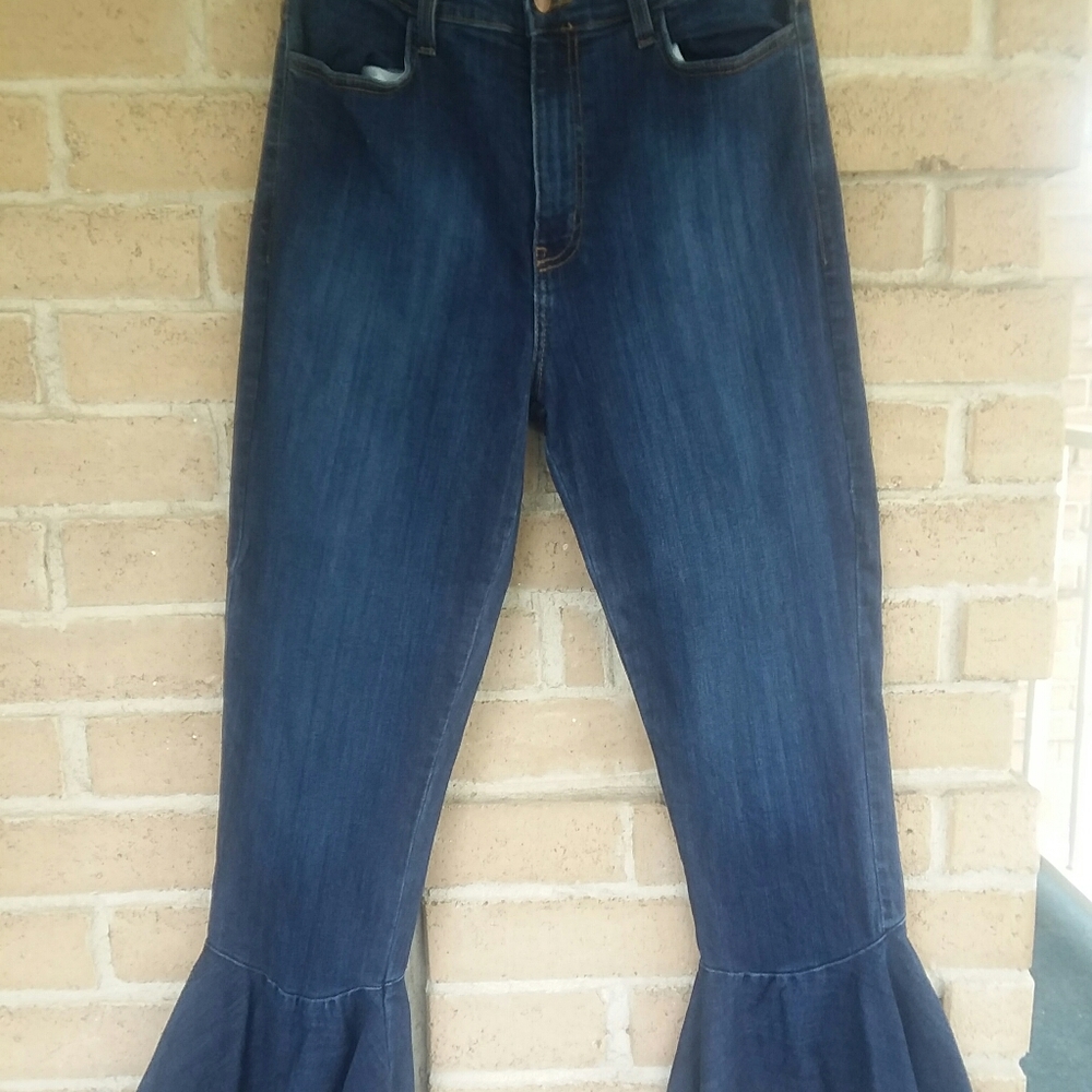 Women's Ruffled Bell Bottom Jeans
